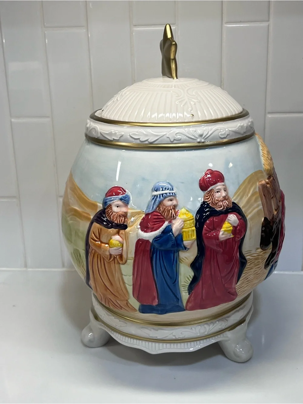 Christmas Nativity Cookie Jar Scene Ceramic Jay Imports